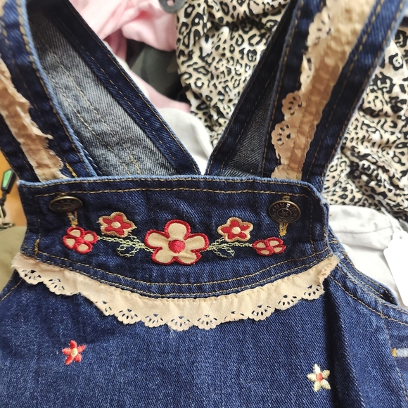 Charming Denim Overalls with Embroidered Accents - Picture 4 of 5